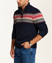 Nordic Yoke Quarter-Zip Sweater in Dark Navy