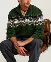 Nordic Yoke Quarter-Zip Sweater in Dark Navy in Mountain View