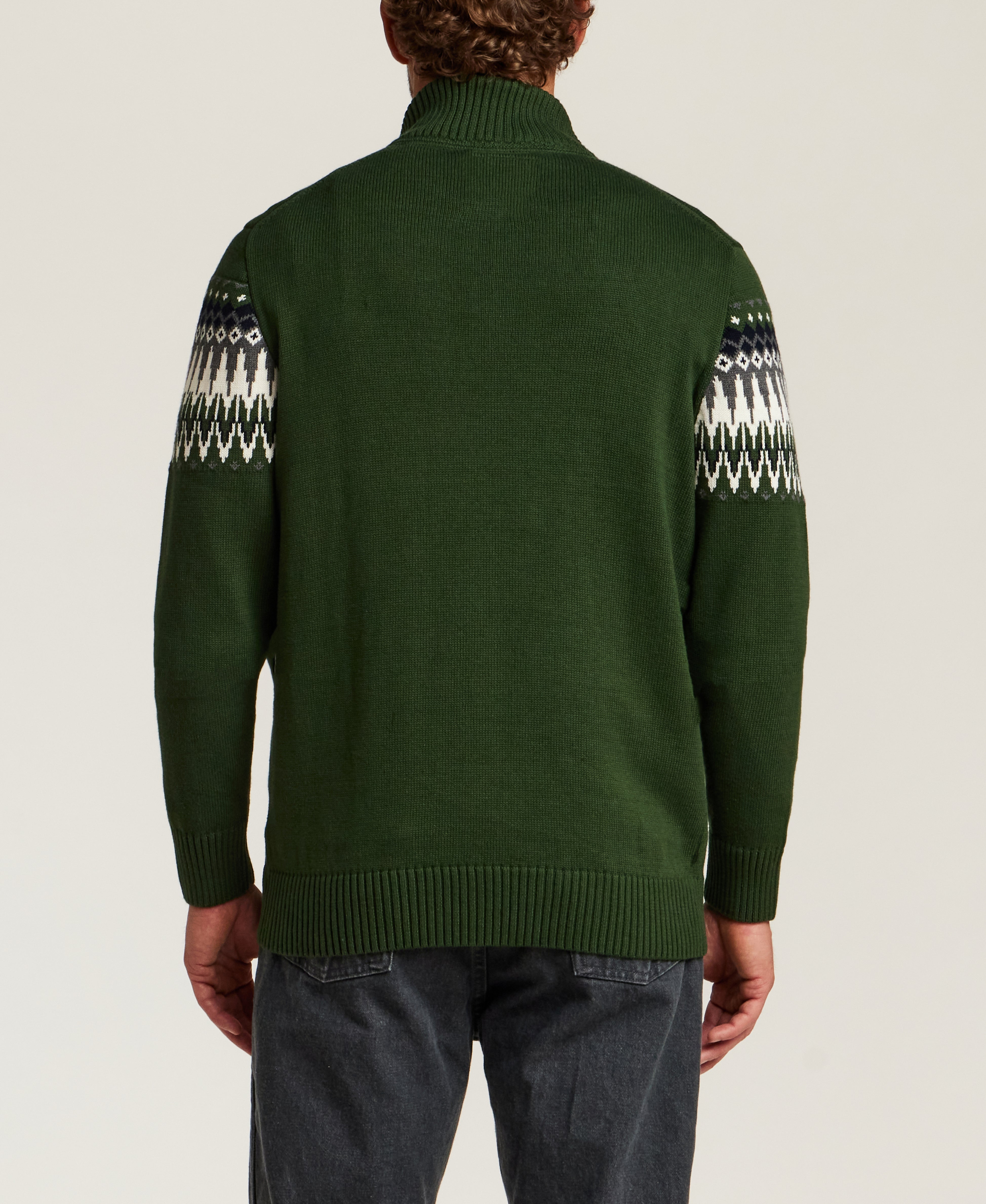 Nordic Yoke Quarter-Zip Sweater in Dark Navy in Mountain View