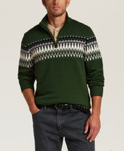 Nordic Yoke Quarter-Zip Sweater in Dark Navy in Mountain View