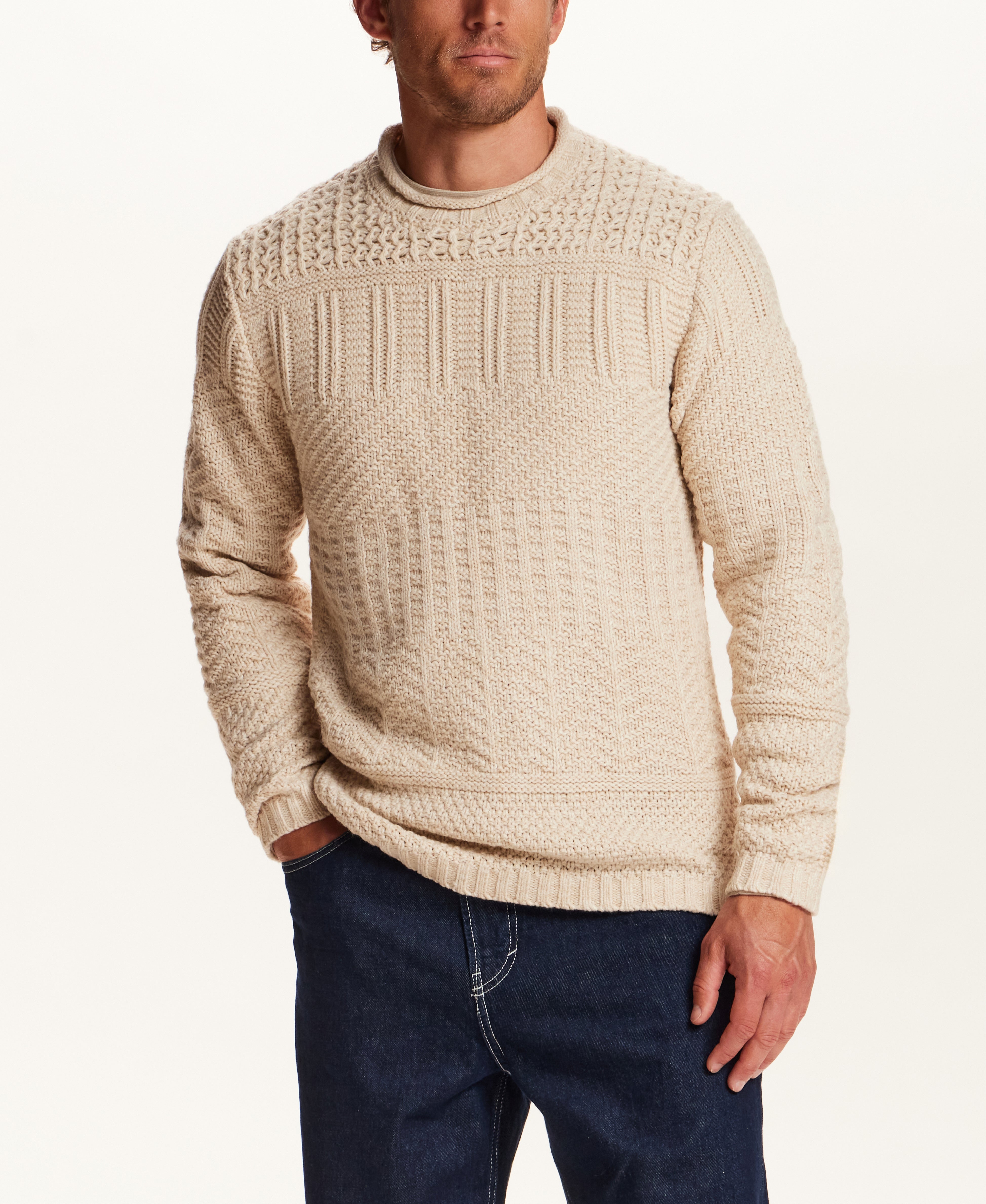 CHUNKY ROLLNECK CREW in BEIGE HEATHER (F2640891WV)