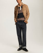 Cotton-Cashmere Rugby Sweater in Mocha Heather