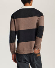 Cotton-Cashmere Rugby Sweater in Mocha Heather