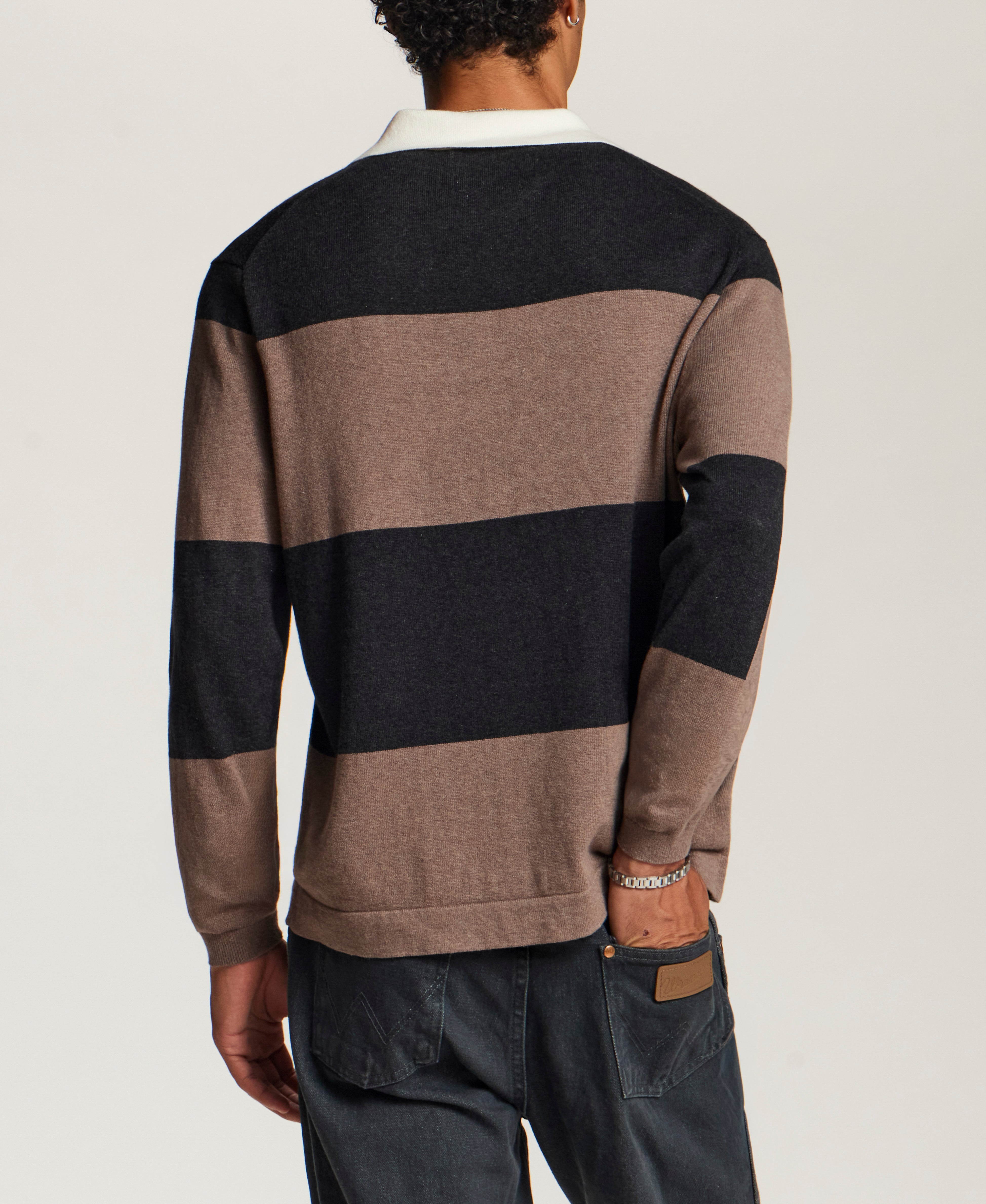 Cotton-Cashmere Rugby Sweater in Mocha Heather