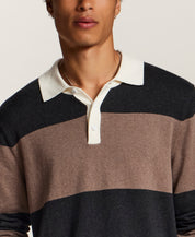 Cotton-Cashmere Rugby Sweater in Mocha Heather