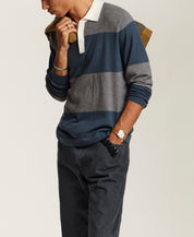 Cotton-Cashmere Rugby Sweater in Slate Blue