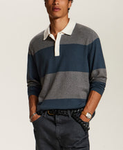 Cotton-Cashmere Rugby Sweater in Slate Blue
