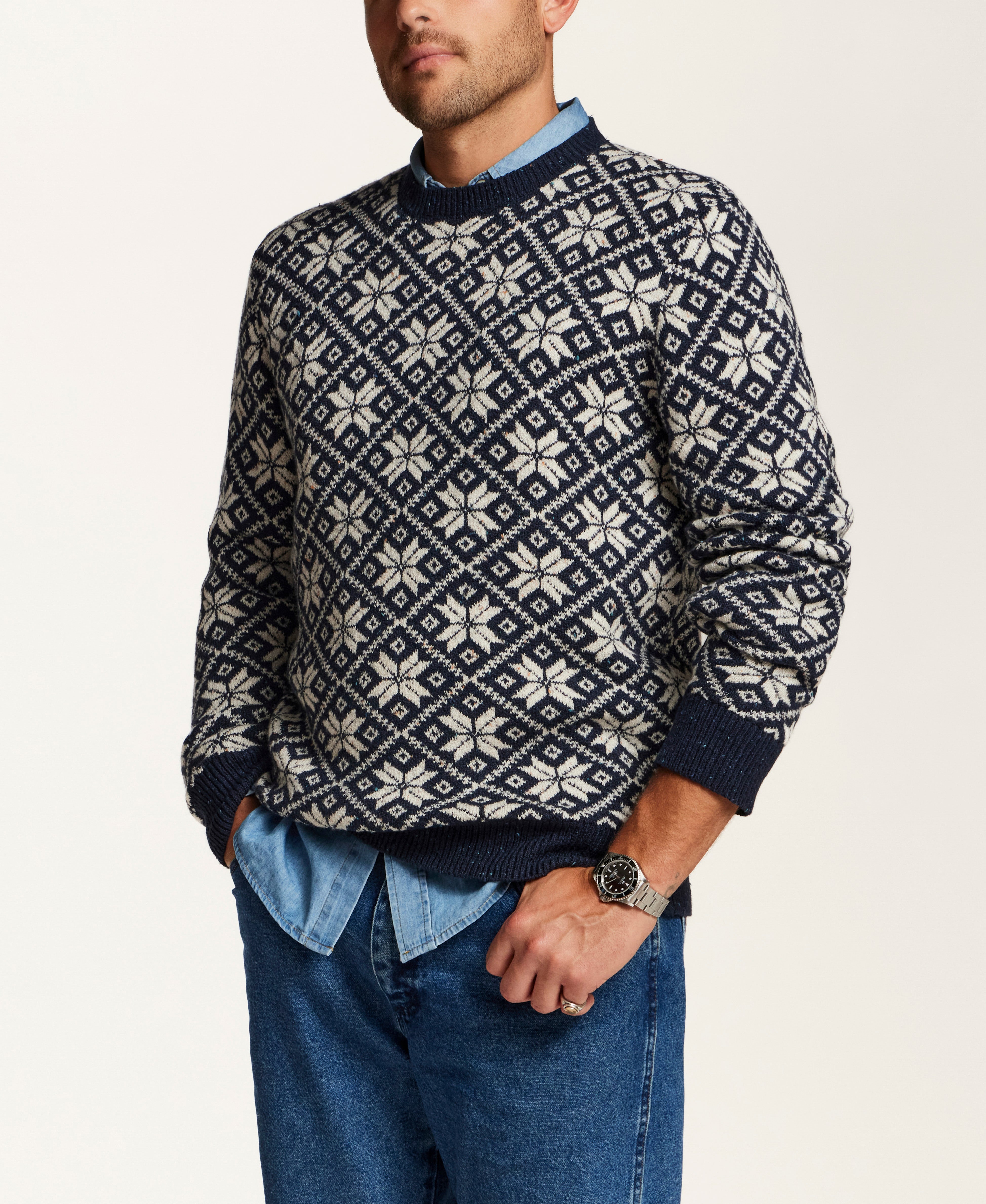 Donegal Fair Isle Crewneck Sweater