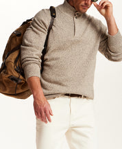 MIXY QUARTER ZIP WITH BUTTON MOCKNECK in GRANITE (F2640929WV)