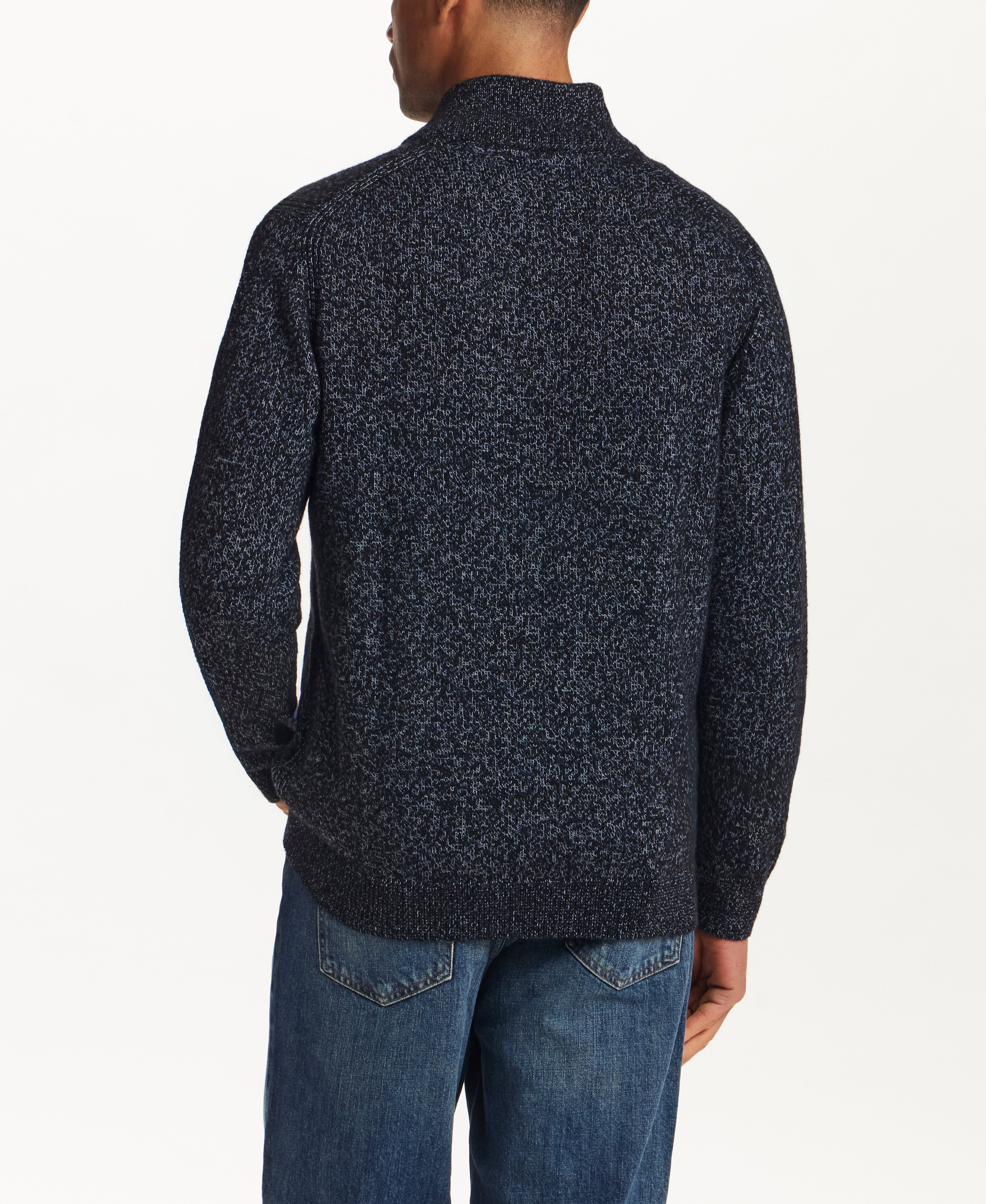 MIXY QUARTER ZIP WITH BUTTON MOCKNECK in NIGHT SEA (F2640929WV)