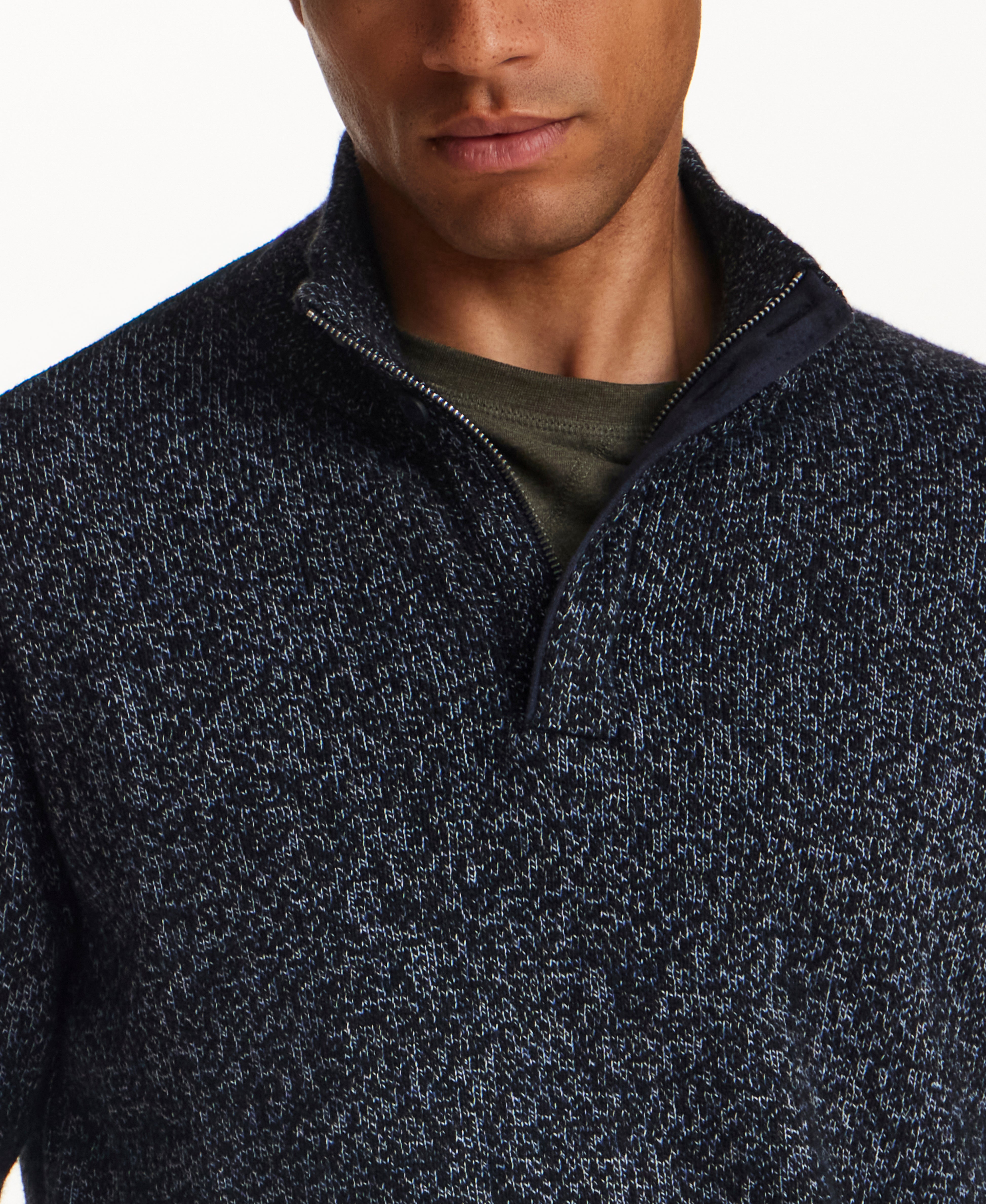 MIXY QUARTER ZIP WITH BUTTON MOCKNECK in NIGHT SEA (F2640929WV)