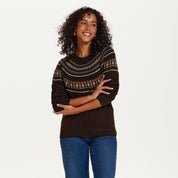 Hazy Fair Isle Crewneck Sweater in Brown