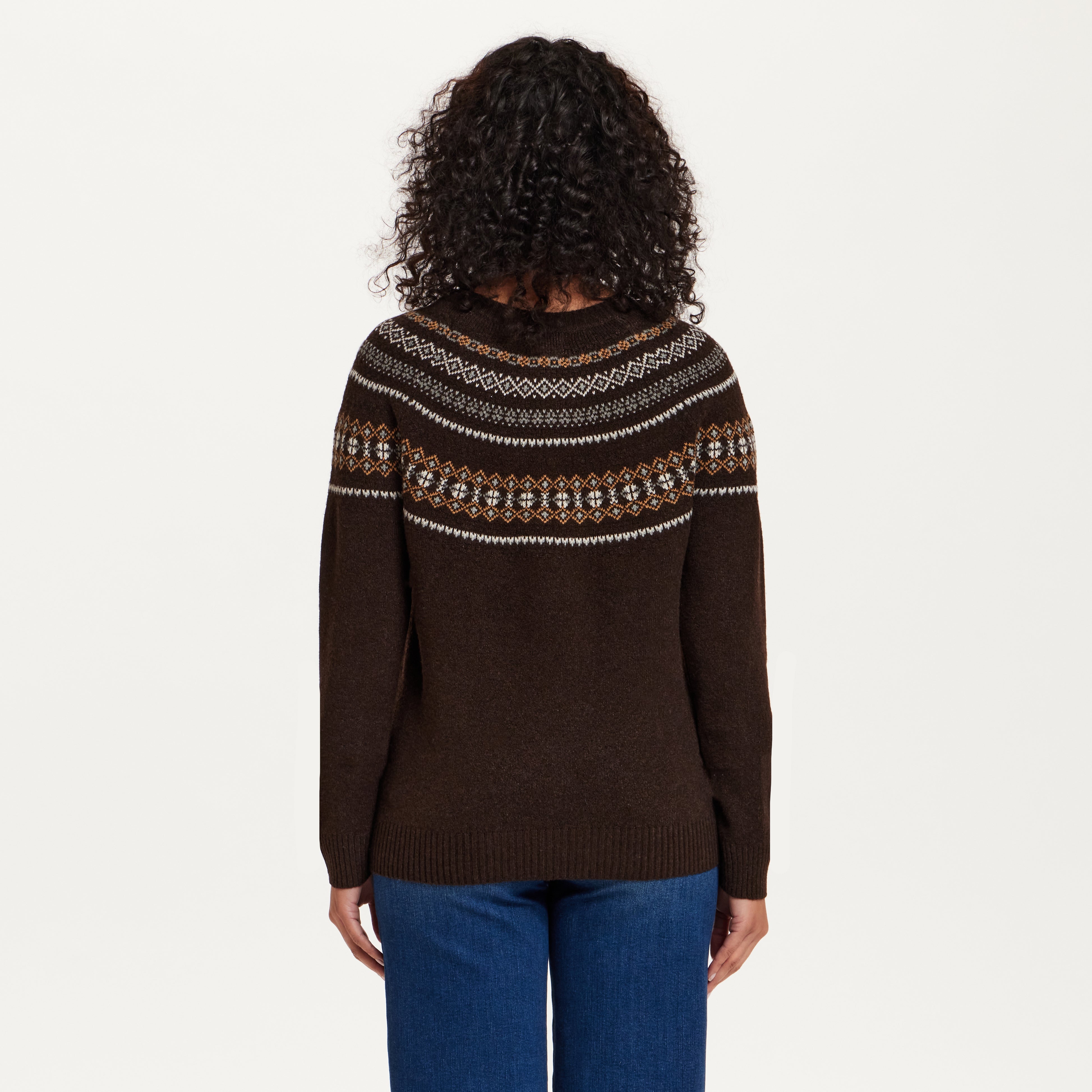 Hazy Fair Isle Crewneck Sweater in Brown