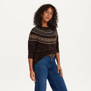 Hazy Fair Isle Crewneck Sweater in Brown