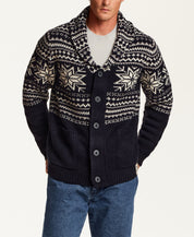 SNOWFLAKE SHAWL COLLAR SWEATER JACKET in NAVY (F2640939WV)