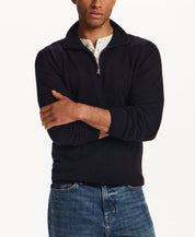 SOFT TOUCH ALLOVER TEXTURED QUARTER ZIP in BLACK (F2640940WV)