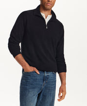 SOFT TOUCH ALLOVER TEXTURED QUARTER ZIP in BLACK (F2640940WV)