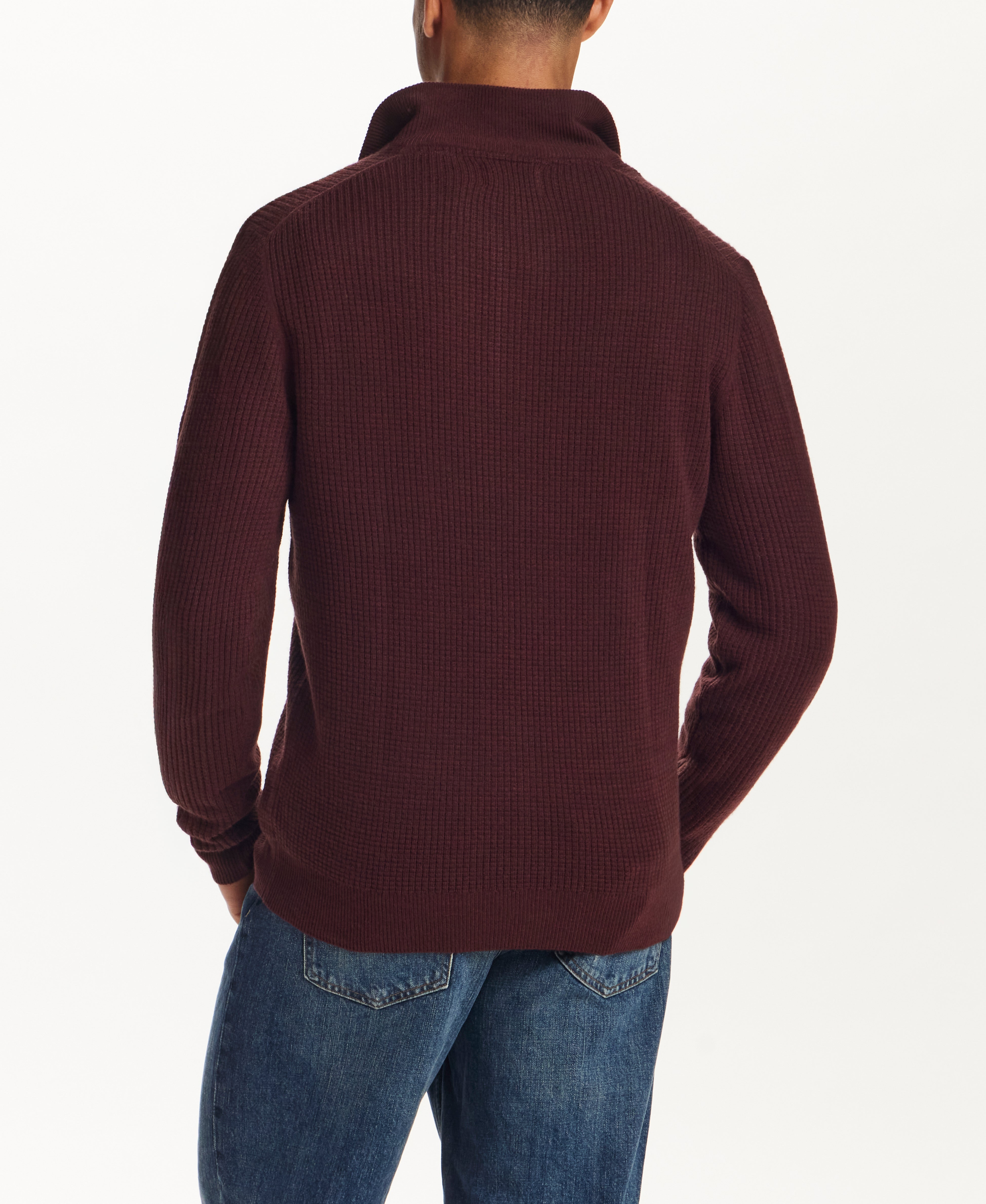 SOFT TOUCH ALLOVER TEXTURED QUARTER ZIP in OXBLOOD (F2640940WV)
