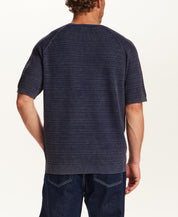 Stonewashed Dash Stitch Crewneck Sweater in Maritime Blue