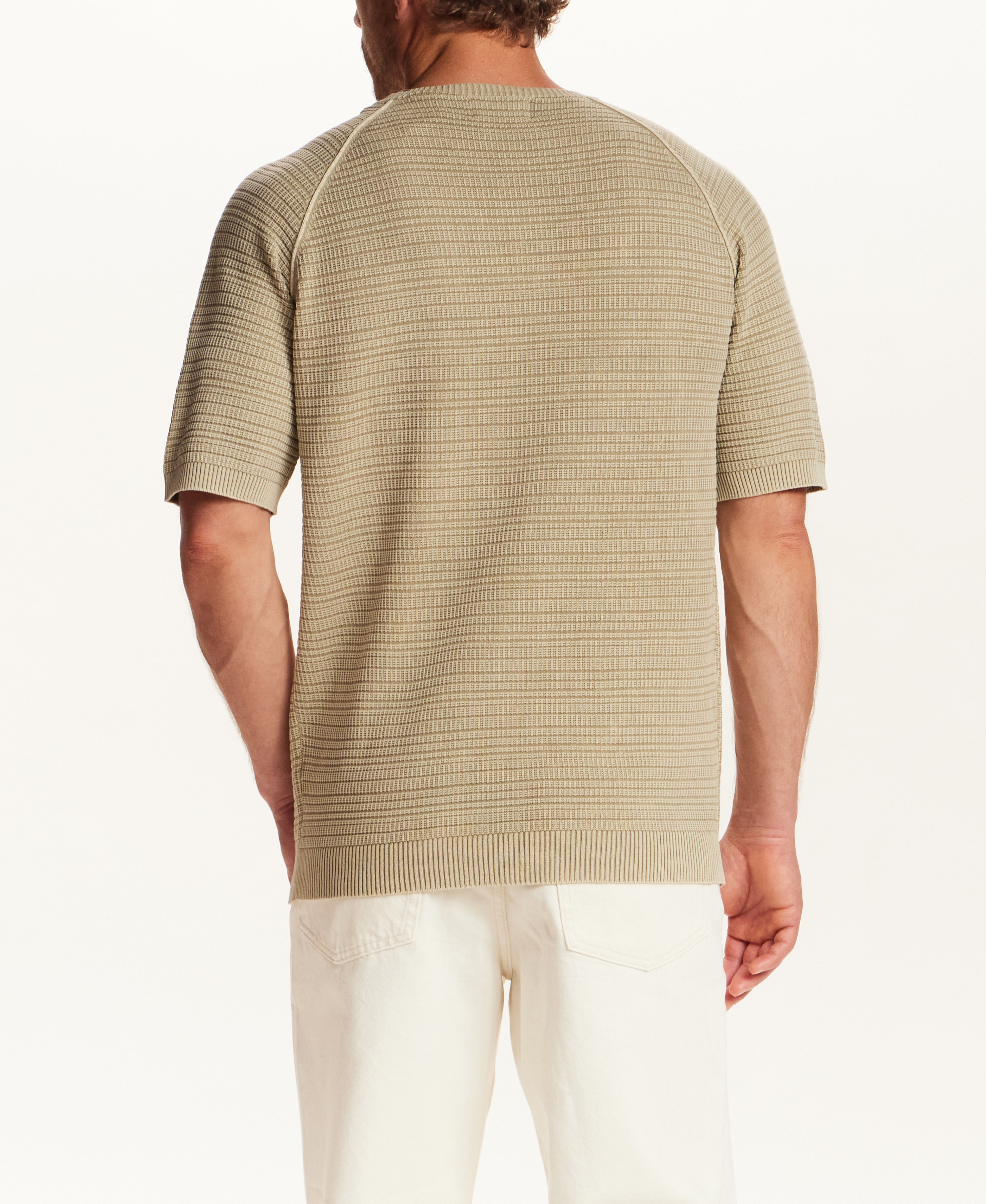 Stonewashed Dash Stitch Crewneck Sweater in Vintage Khaki