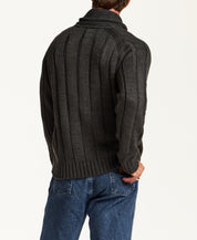 Marled Fisherman Sweater in Charcoal Heather