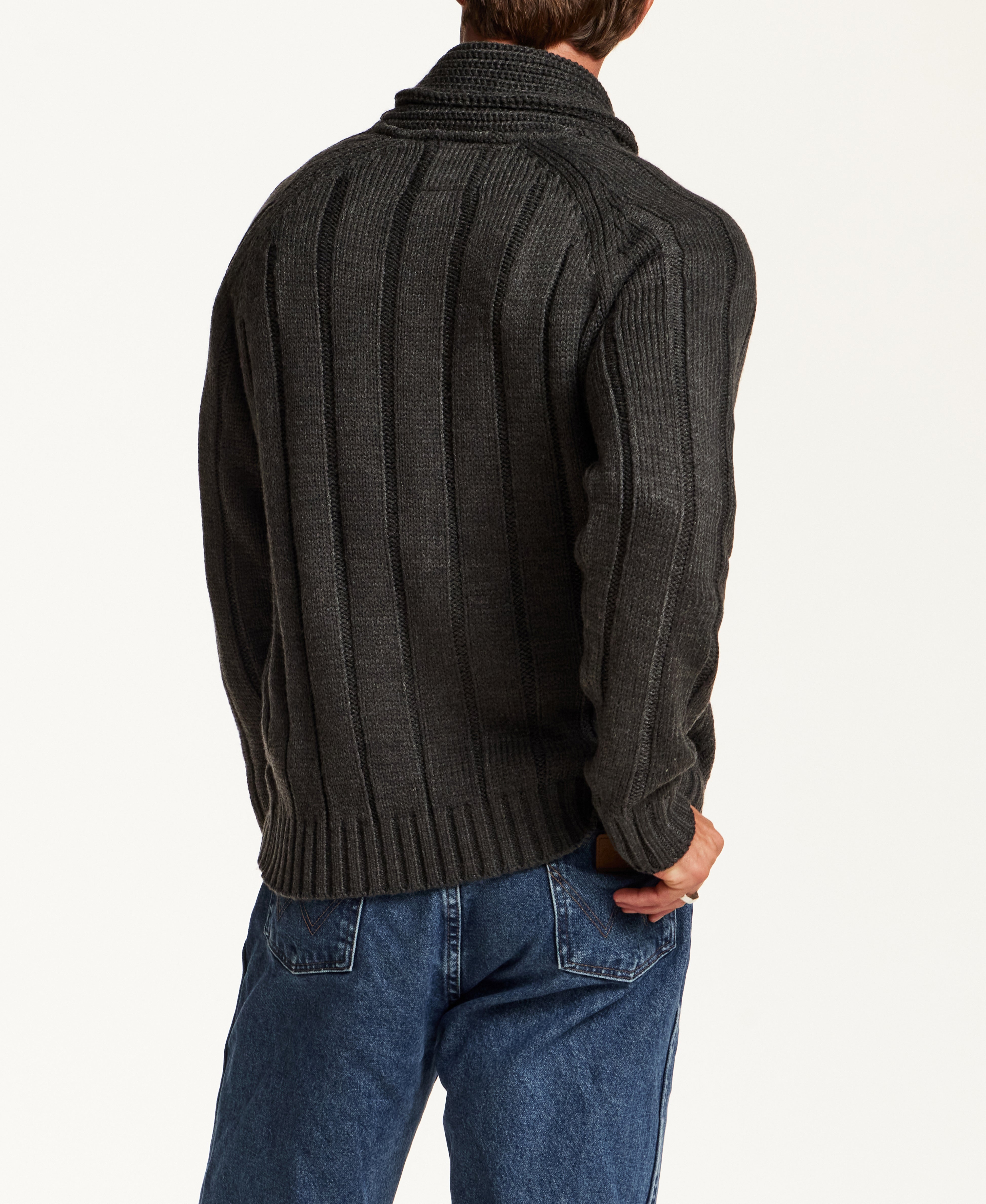 Marled Fisherman Sweater in Charcoal Heather