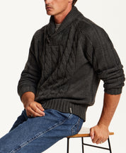 Marled Fisherman Sweater in Charcoal Heather