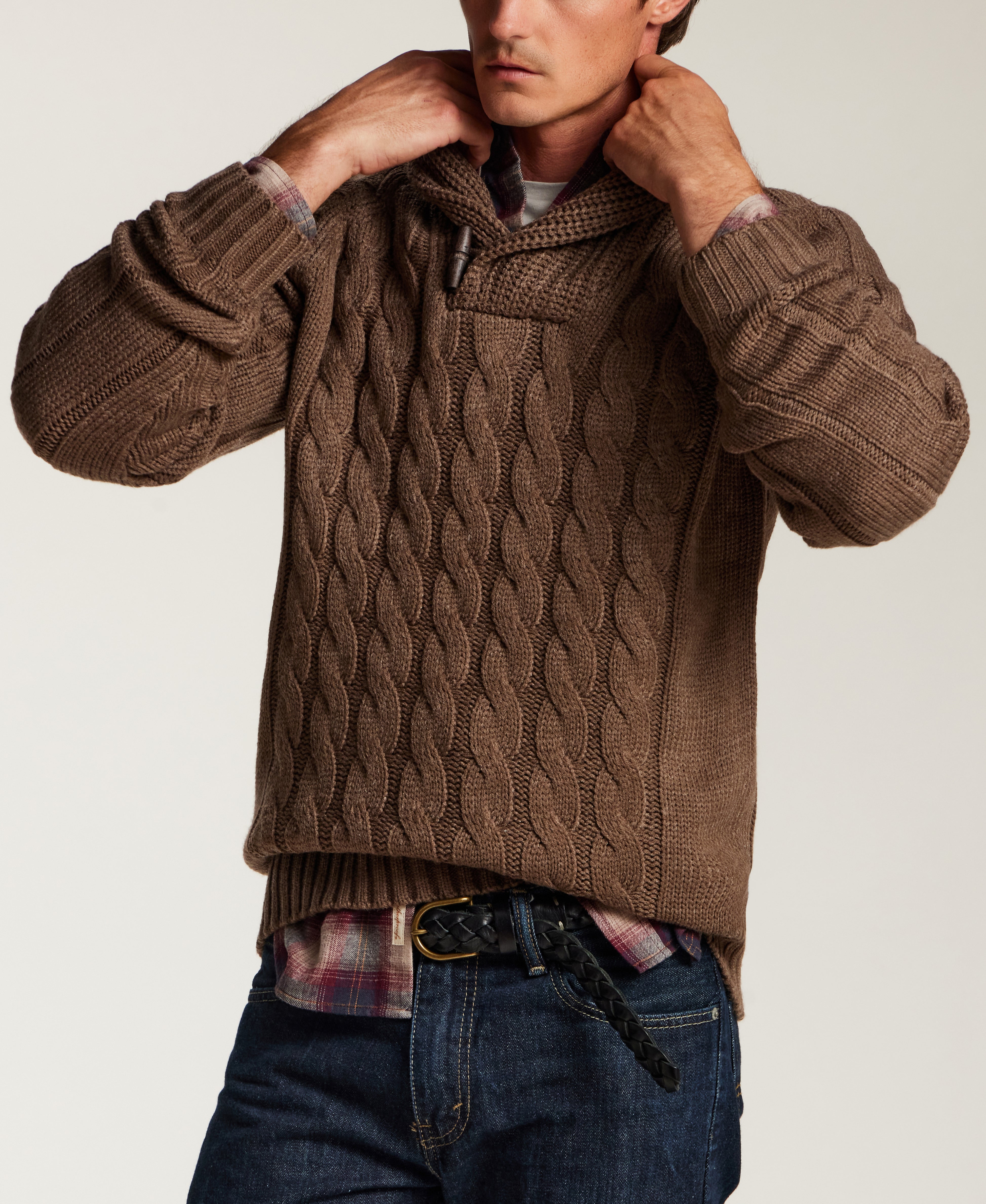 Marled Fisherman Sweater in Flagstone