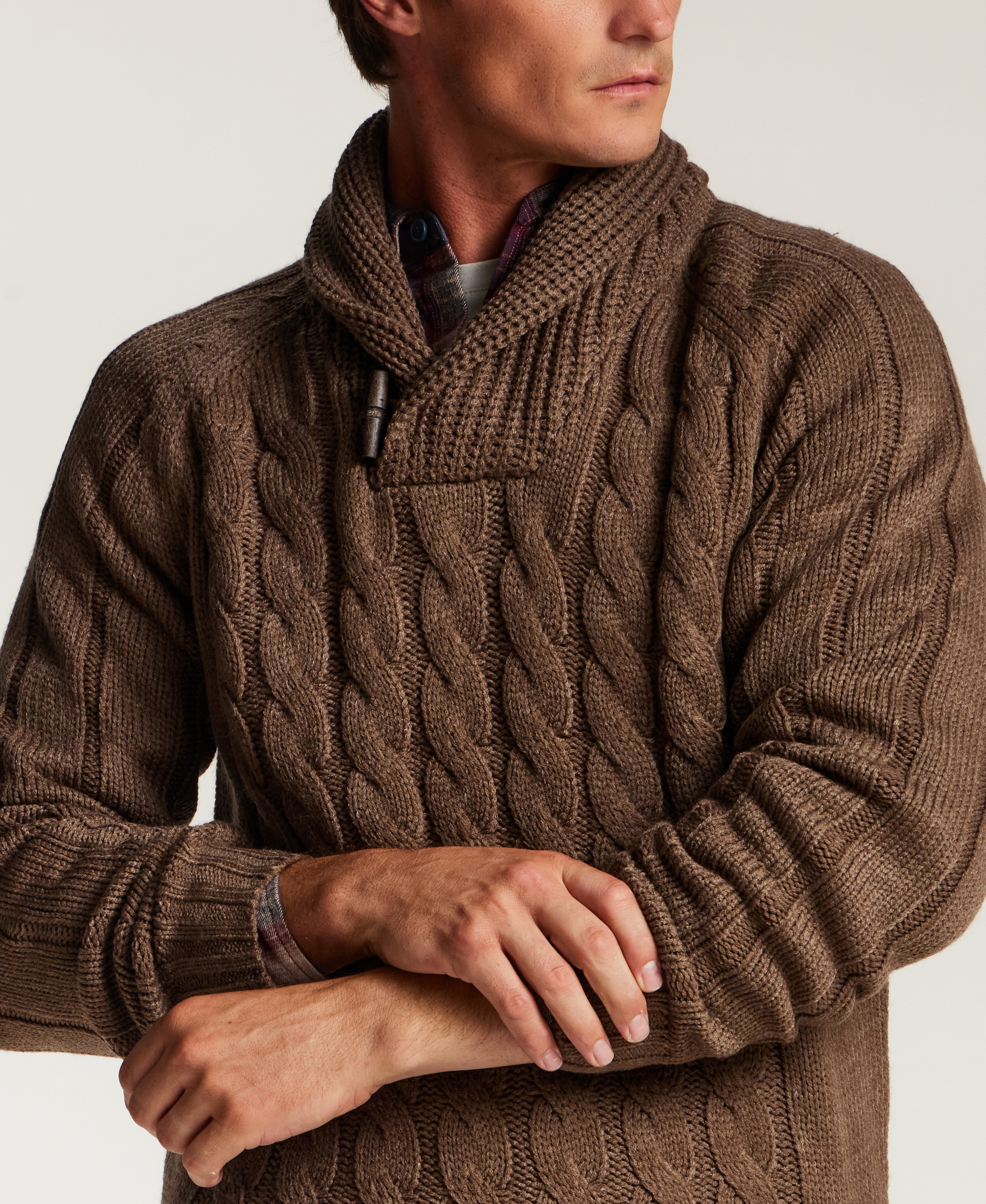 Marled Fisherman Sweater in Flagstone