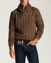 Marled Fisherman Sweater in Flagstone