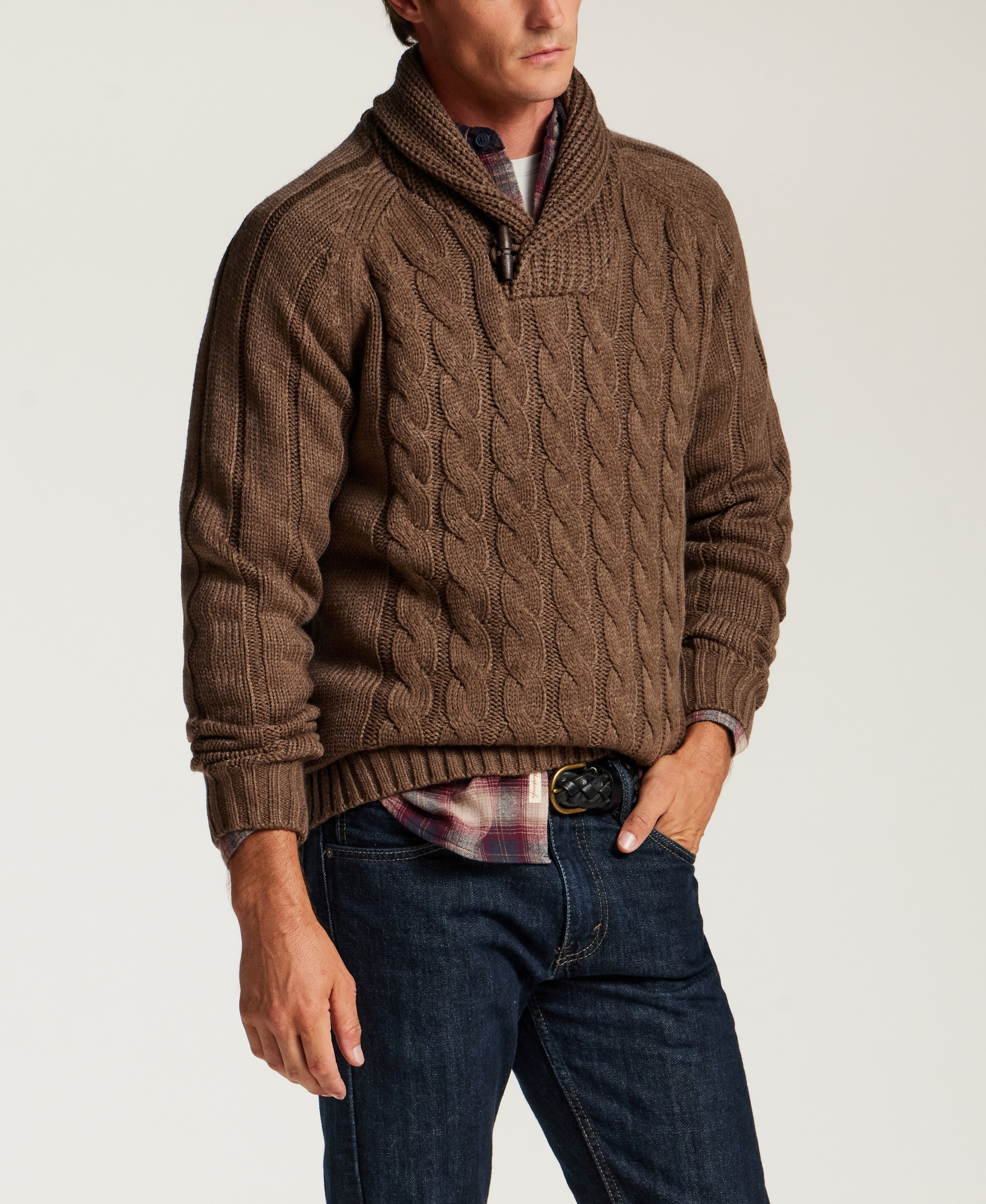 Marled Fisherman Sweater in Flagstone