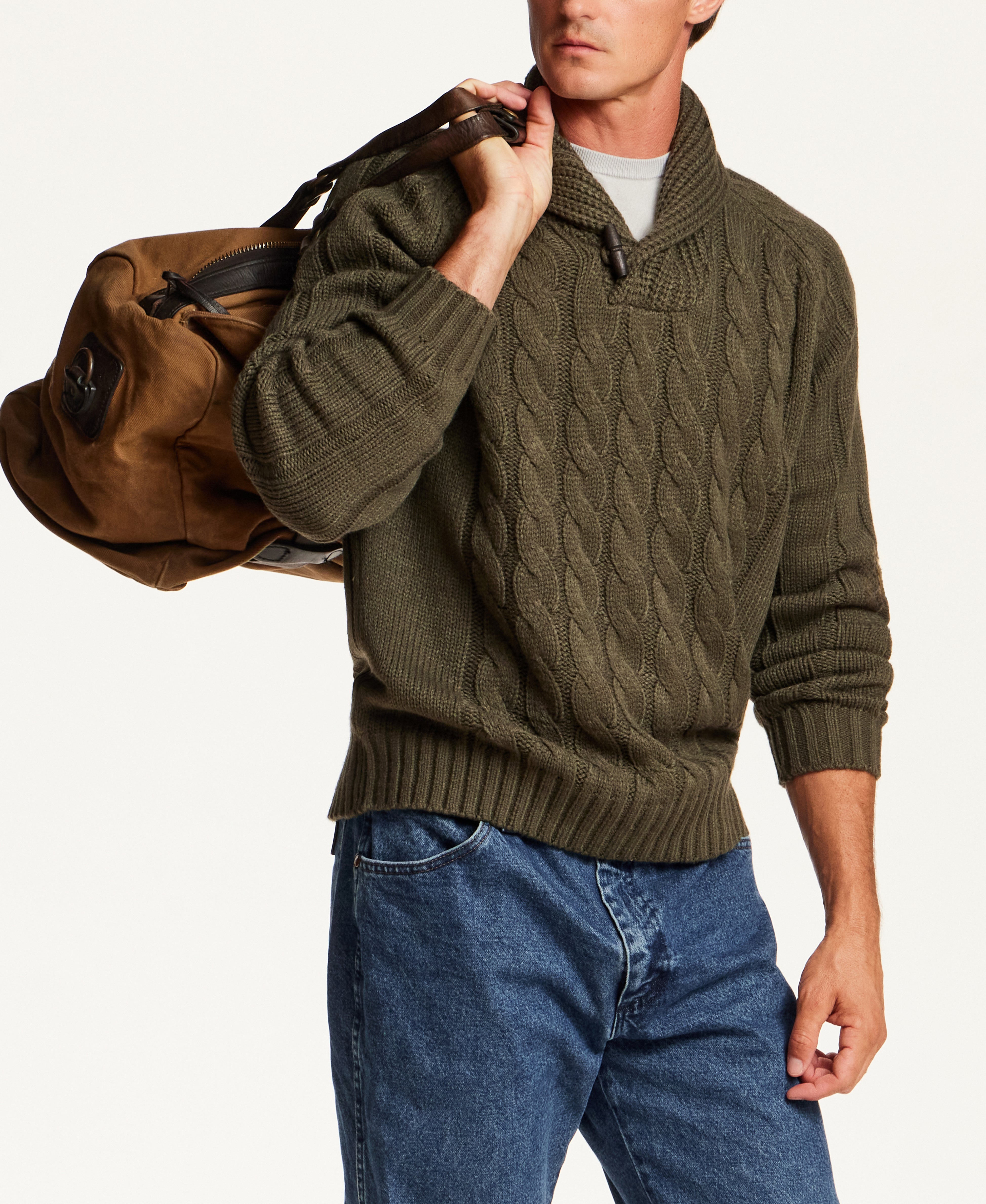 Marled Fisherman Sweater in Kambaba Olive