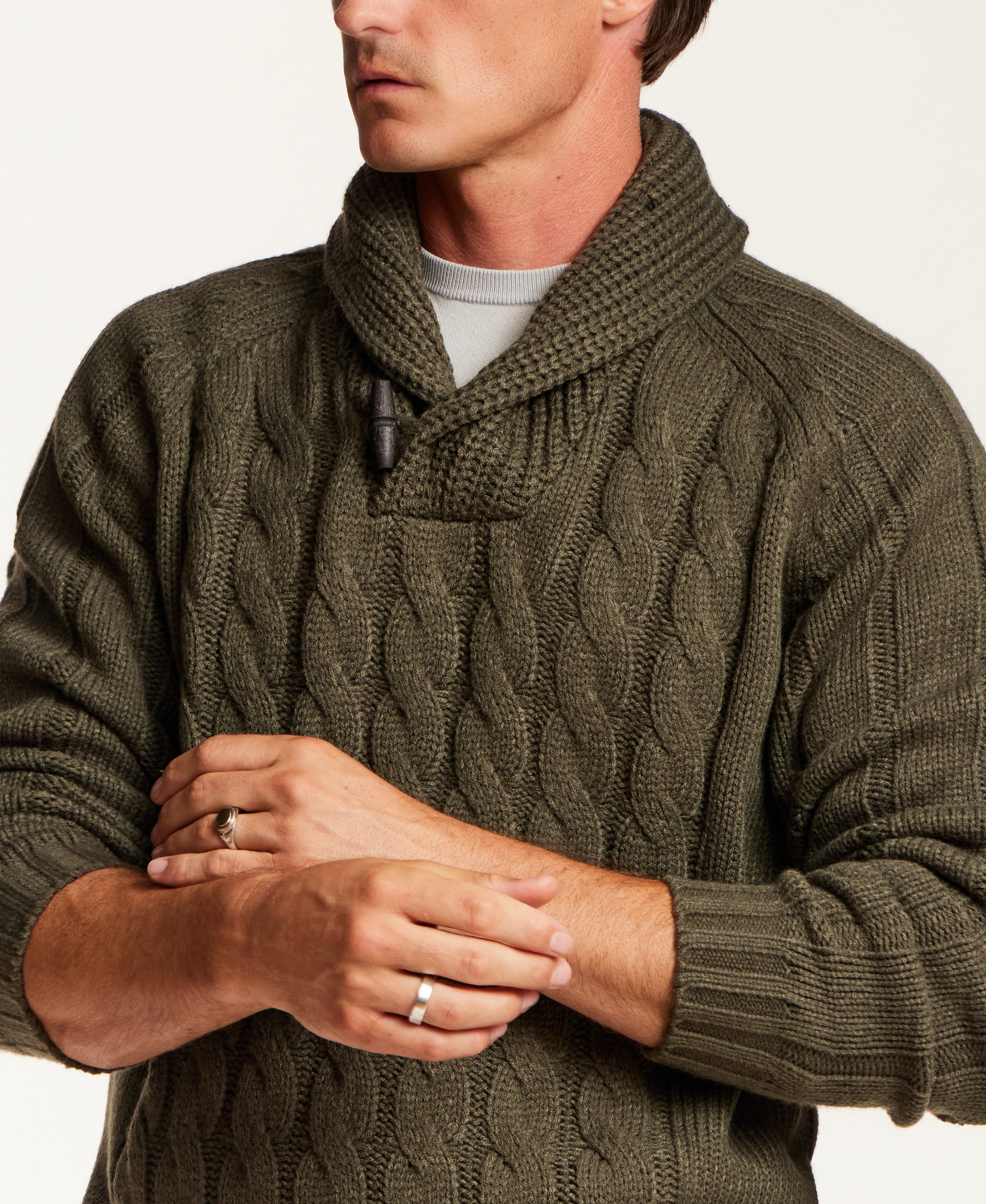 Marled Fisherman Sweater in Kambaba Olive | Weatherproof® Vintage