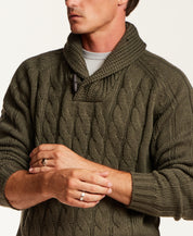 Marled Fisherman Sweater in Kambaba Olive
