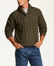 Marled Fisherman Sweater in Kambaba Olive
