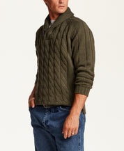 Marled Fisherman Sweater in Kambaba Olive