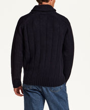 Marled Fisherman Sweater in Navy