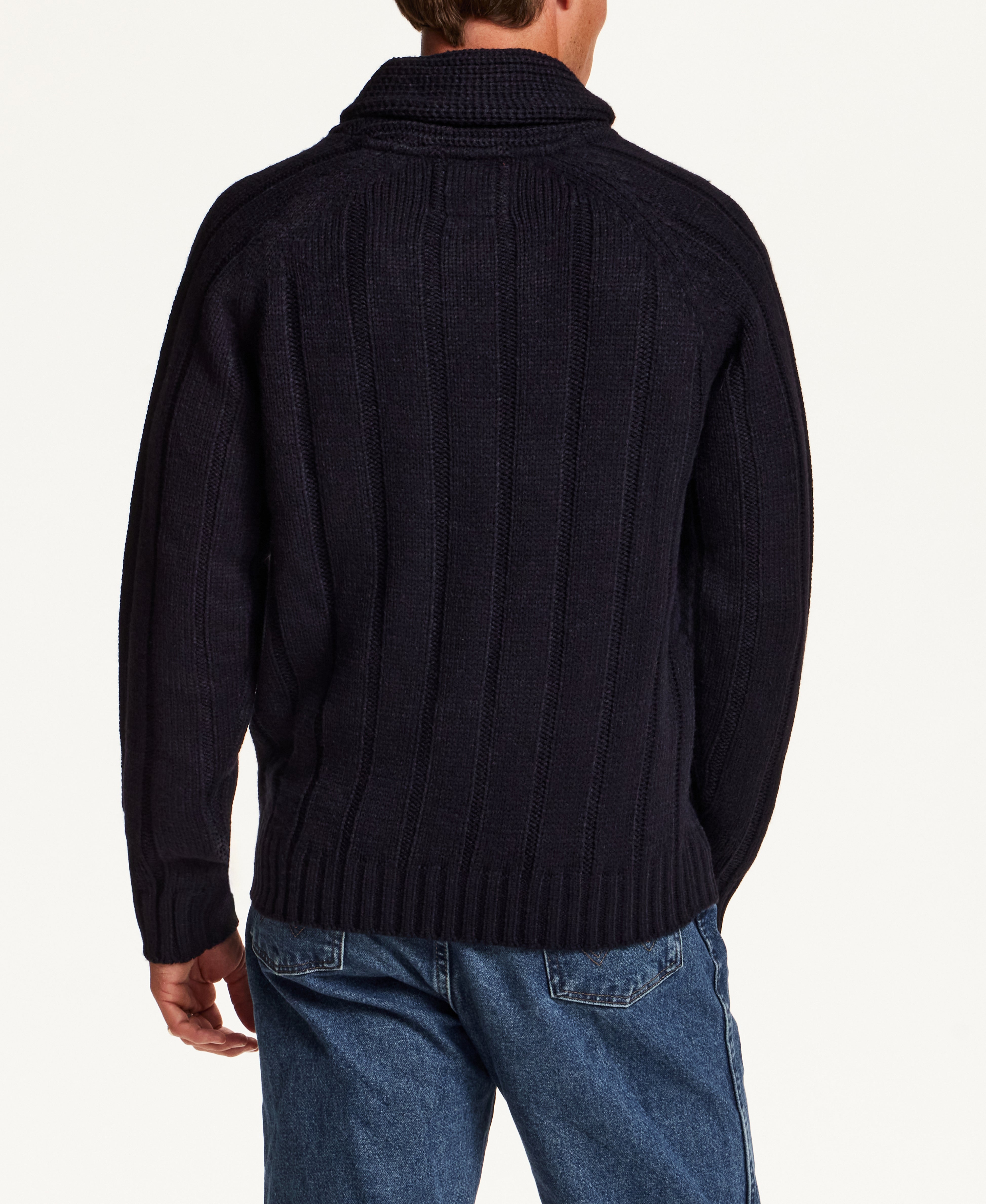 Marled Fisherman Sweater in Navy