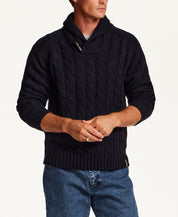 Marled Fisherman Sweater in Navy