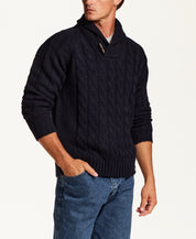 Marled Fisherman Sweater in Navy