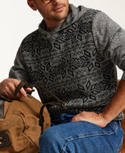 Marled Fair Isle Hooded Sweater in Grey