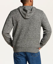 Marled Fair Isle Hooded Sweater in Grey
