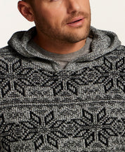 Marled Fair Isle Hooded Sweater in Grey