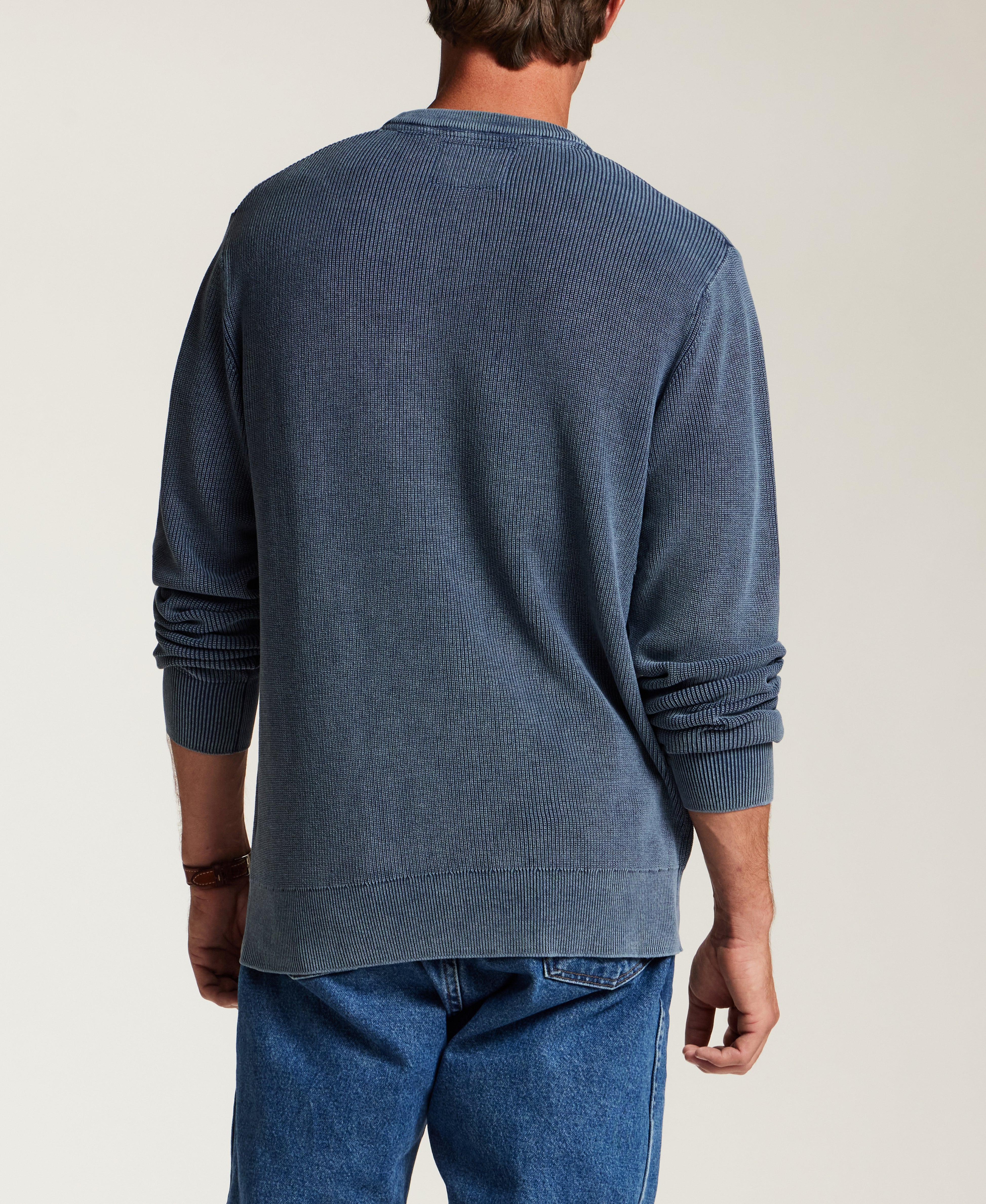 Vertical Rib Stonewash Sweater in Insignia Blue