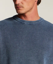 Vertical Rib Stonewash Sweater in Insignia Blue