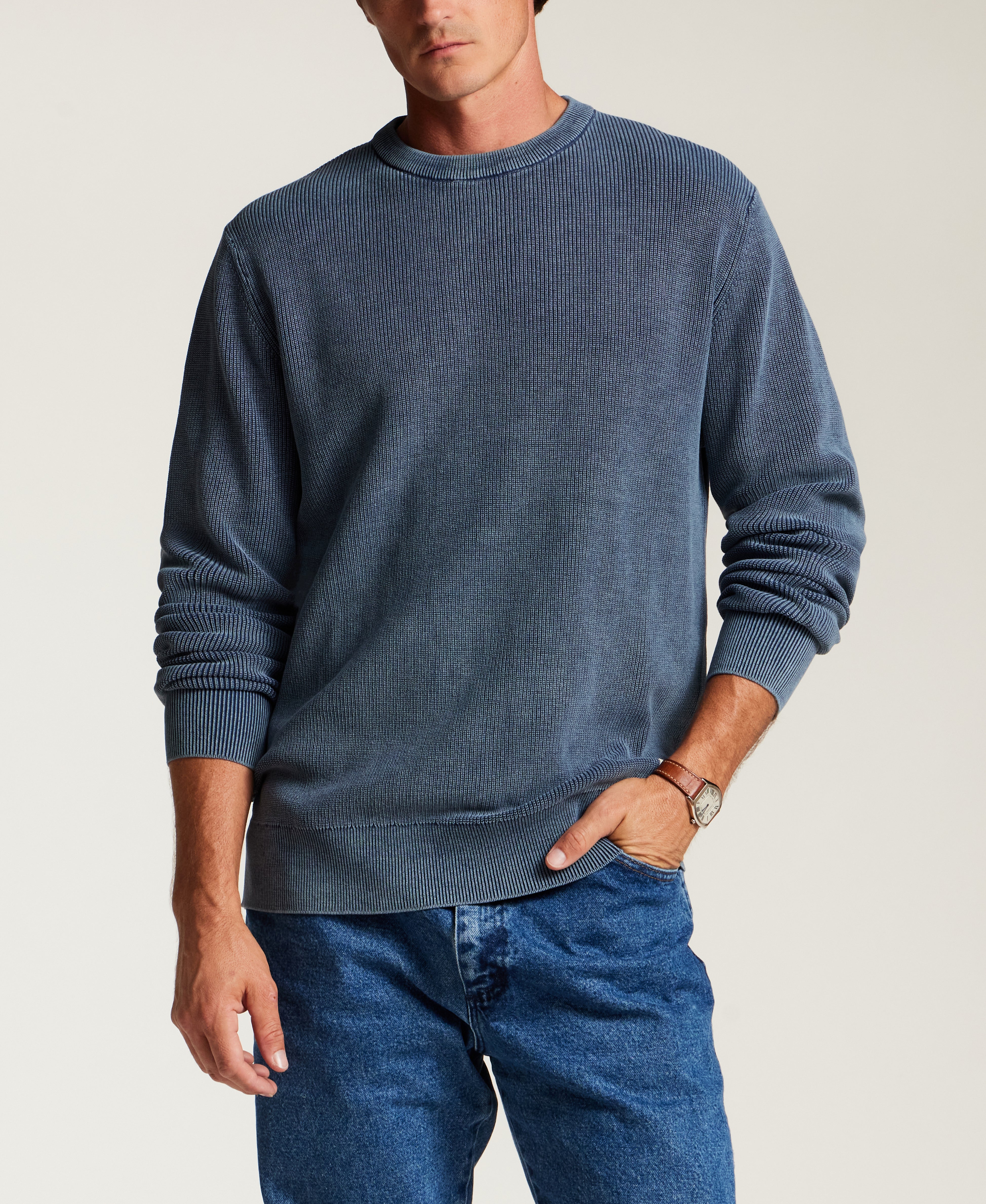 Vertical Rib Stonewash Sweater in Insignia Blue