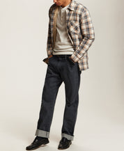 Sherpa-Lined Plaid Shirt Jacket in Wheat