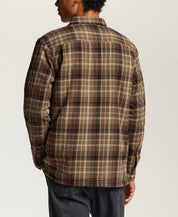 Sherpa-Lined Plaid Shirt Jacket in Wren Brown