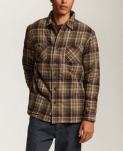 Sherpa-Lined Plaid Shirt Jacket in Wren Brown