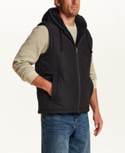 SHERPA LINED HOODED PUFFER VEST in BLACK (F2670383WV)